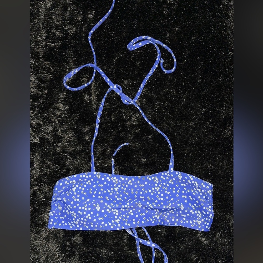 blue floral bikini top